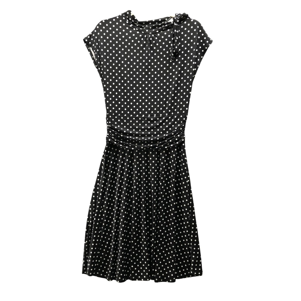 Folter Polka Dot Tie Neck Dress L Black White Polka Dot Cap Sleeve‎ Jersey Punk